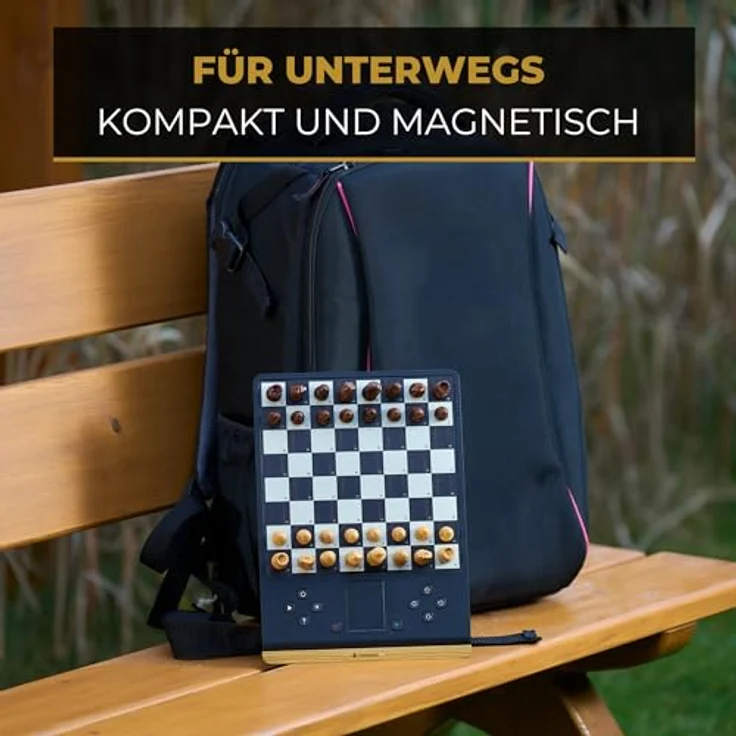 Millennium Chess Genius Pro 2024, Schachcomputer mit Holzoptik, 2200 ELO, Farbdisplay, Drucksensorbrett, magnetische Echtholzfiguren – Bild 5