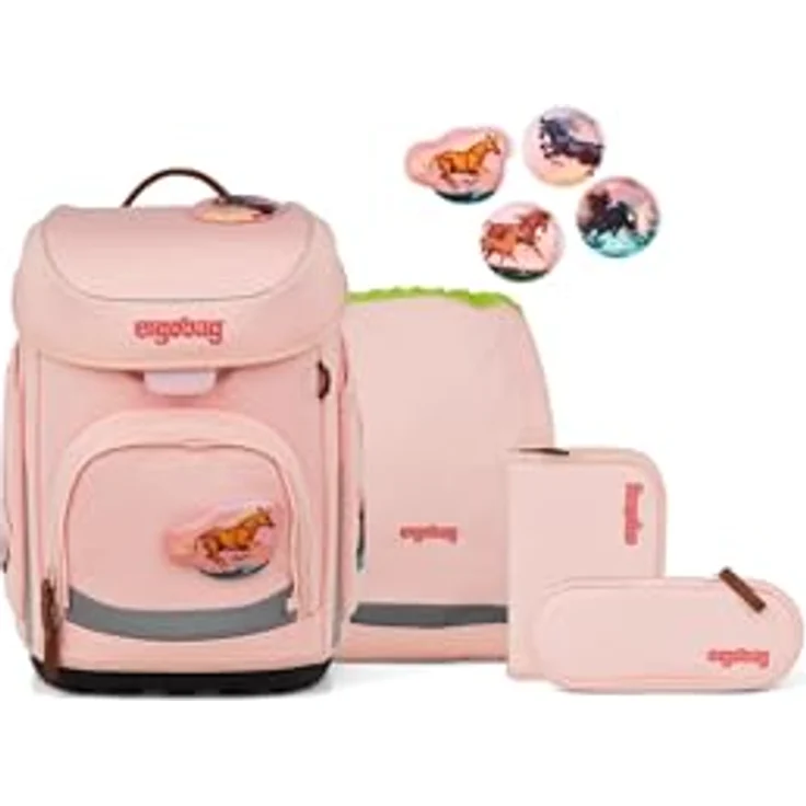 ergobag cubo Set, ergonomischer Schulranzen 5-teilig für 1. Klasse, höhenverstellbar, standfest und individuell gestaltbar, aus 27,7 recycelten PET-Flaschen – Bild 1