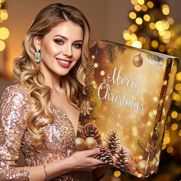 BRUBAKER Cosmetics Adventskalender 2025, XXL Aufklappbarer Weihnachtskalender in Gold für Frauen und Mädchen, 24 Wellness-Überraschungen mit Winterduft – Bild 2
