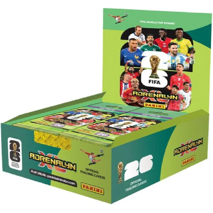 Panini FIFA World Cup Adrenalyn XL 2026, Fat Pack Box mit 10 Premium Flowpackets und 260 Sammelkarten
