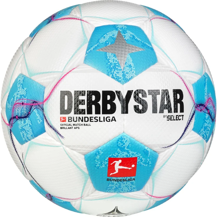 Derbystar Fußball Bundesliga Brillant APS 2024/2025, Aerodynamisch, weich, präzise - Weiß-Hellblau-Schwarz-Pink – Bild 1