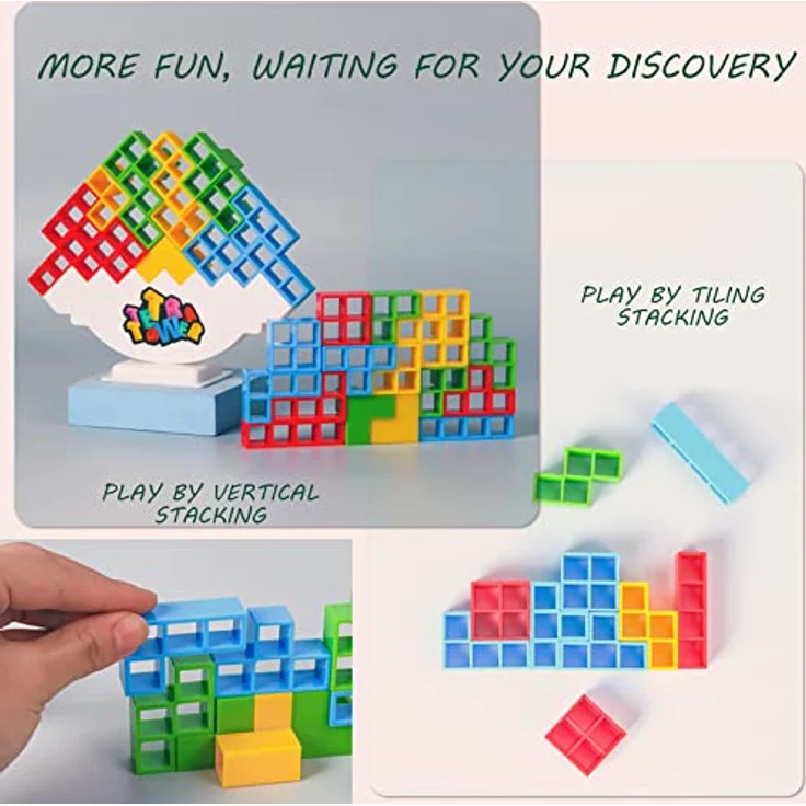 ICEPAPA, Tetra Tower Spiel, Tetris Balance Spielzeug Tower Game, Lustige stapelspiel, Stapelblöcke Balancing Spiel für Jungen und Mädchen ab Jahre 3+ – Bild 5