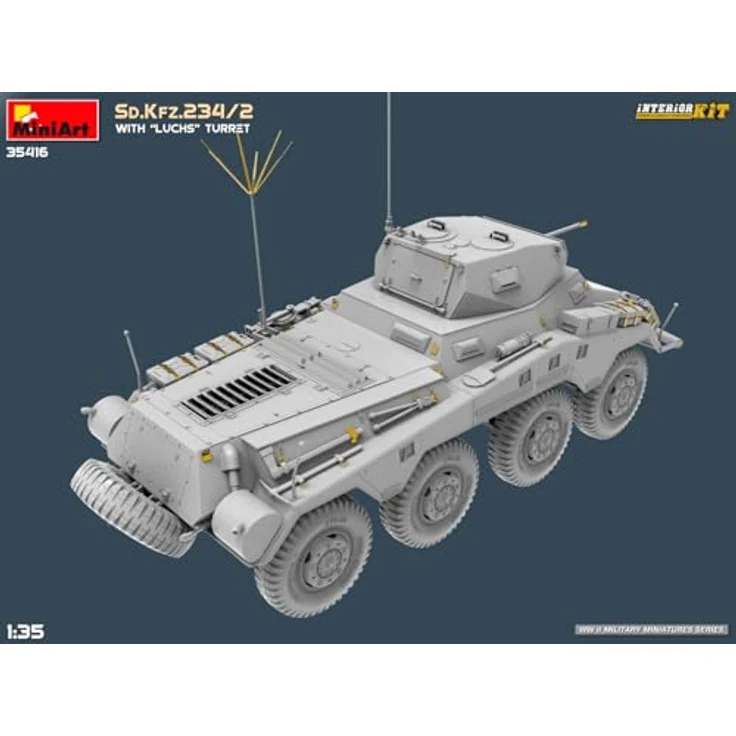 Other 1:35 Sd.Kfz.234/2 mit Luchs Turm, Modellfahrzeug mit detailliertem Interieur und Photoätzteilen, zwei Varianten darstellbar – Bild 11