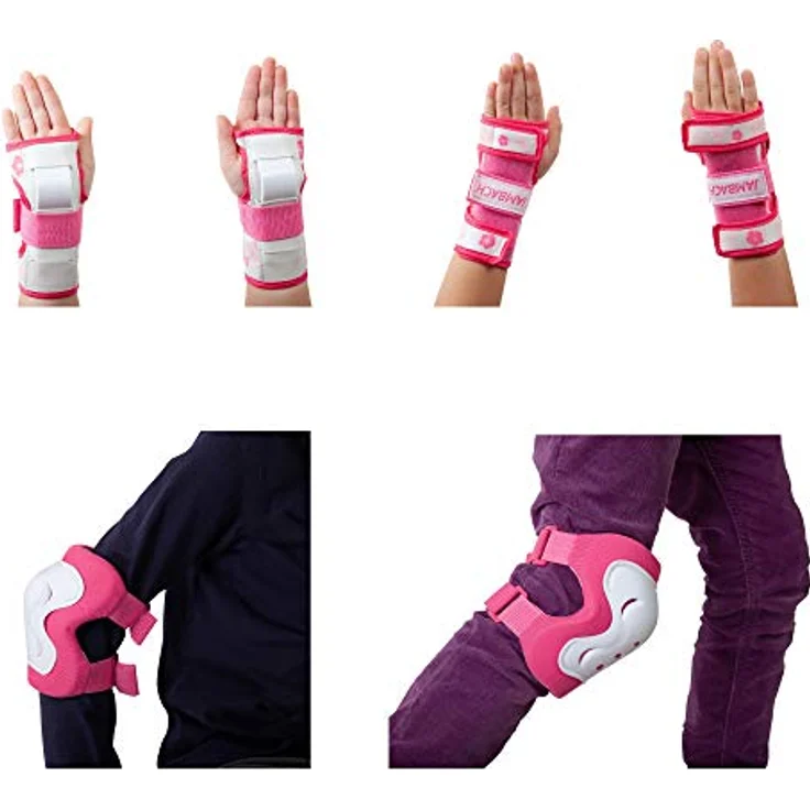 JAMBACH Kinder Inliner Set mit Protektoren verstellbar zum Rollschuh mit LED rosa (M (34-37)) - Größenverstellbare Kinder Inliner mit blinkenden Rollen – Bild 5