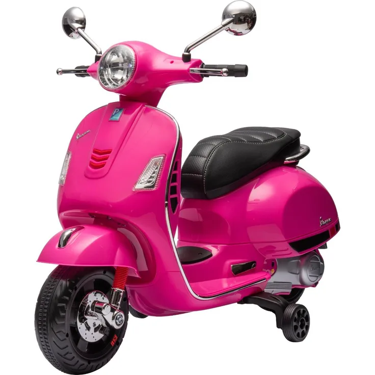ECO TOYS Rosa Elektrischer Vespa Roller für Kinder 3-6 Jahre, mit LED-Scheinwerfer, Hupe und USB-Musikwiedergabe