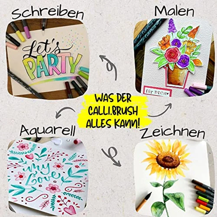 Online INSPIRATION LINE - Master Set, Schreibstifte in natürlicher Bamboo Box mit Schönschreibfüller, Kalligrafie-Feder und 10 Calli.Brush Pens (Mehrfarbig) – Bild 3