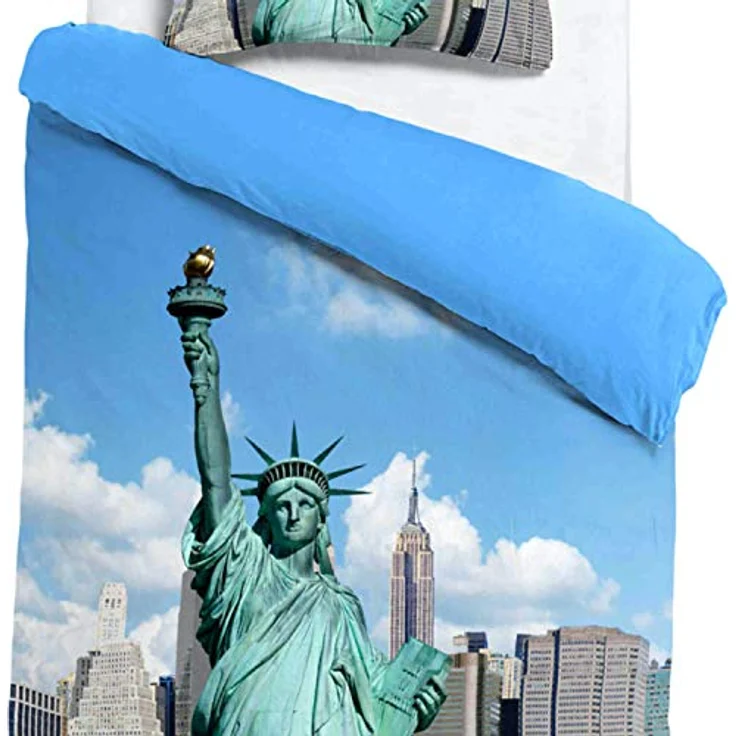 ESPiCO Bettwäsche Sleep and Dream New York Freiheitsstatue Amerika Skyline Empire State Building Liberty Renforcé, Größe:135 cm x 200 cm – Bild 4