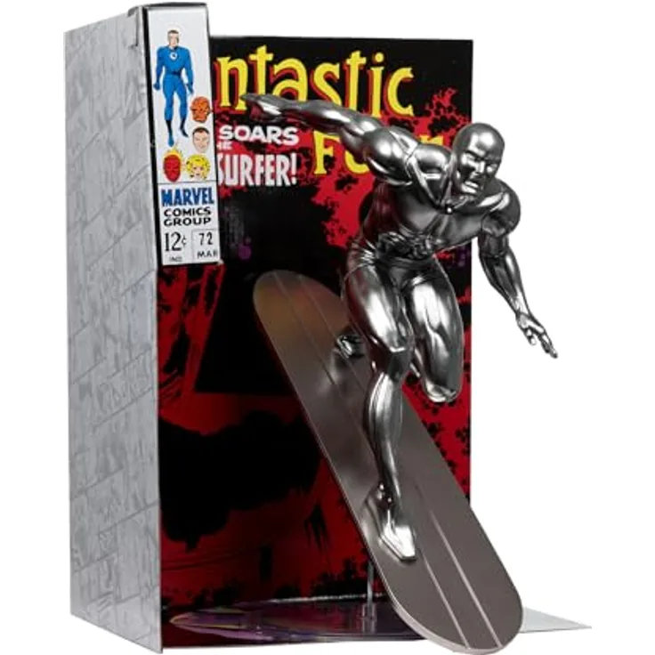 McFarlane Marvel Collection PVC Statue 1/6 Silver Surfer, detailreiche 25 cm Figur mit Diorama-Base und Comic (englisch)