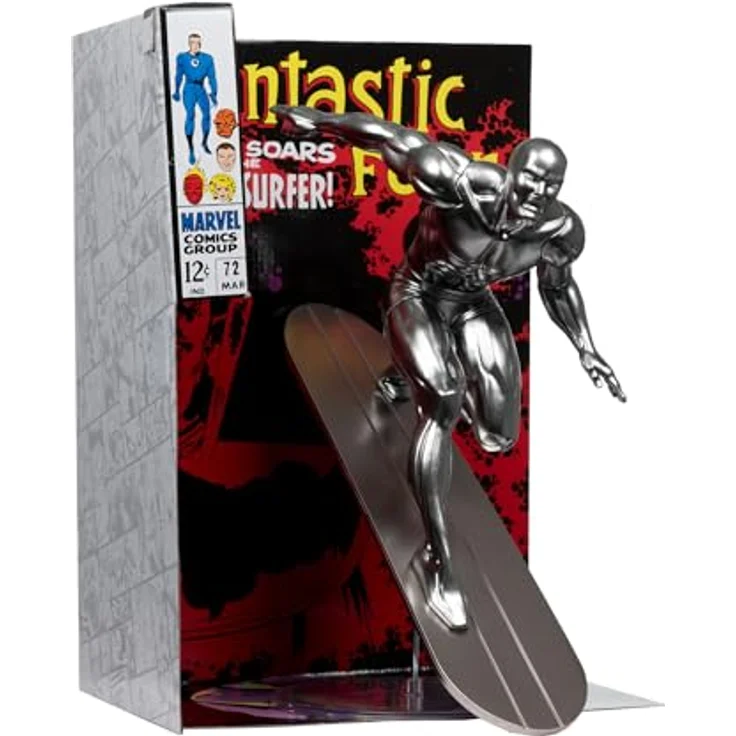 McFarlane Marvel Collection PVC Statue 1/6 Silver Surfer, detailreiche 25 cm Figur mit Diorama-Base und Comic (englisch) – Bild 1