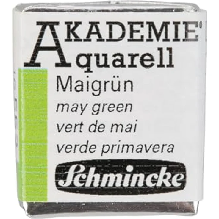 Schmincke AKADEMIE® Aquarell, feine Künstler-Aquarellfarbe Maigrün 16 552 044, halbes Näpfchen, vegane Wasserfarbe mit hoher Lichtechtheit – Bild 1
