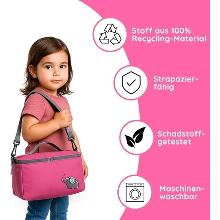 fantifant Musikbox Tasche für Toniebox [ + Netzbeutel für Tonie Aufbewahrung ] Flexible TRANSPORTTASCHE FÜR TONIEBOX Tasche für Starter Set, Figuren und Zubehör I aus recyceltem PET I flamingopink – Bild 4