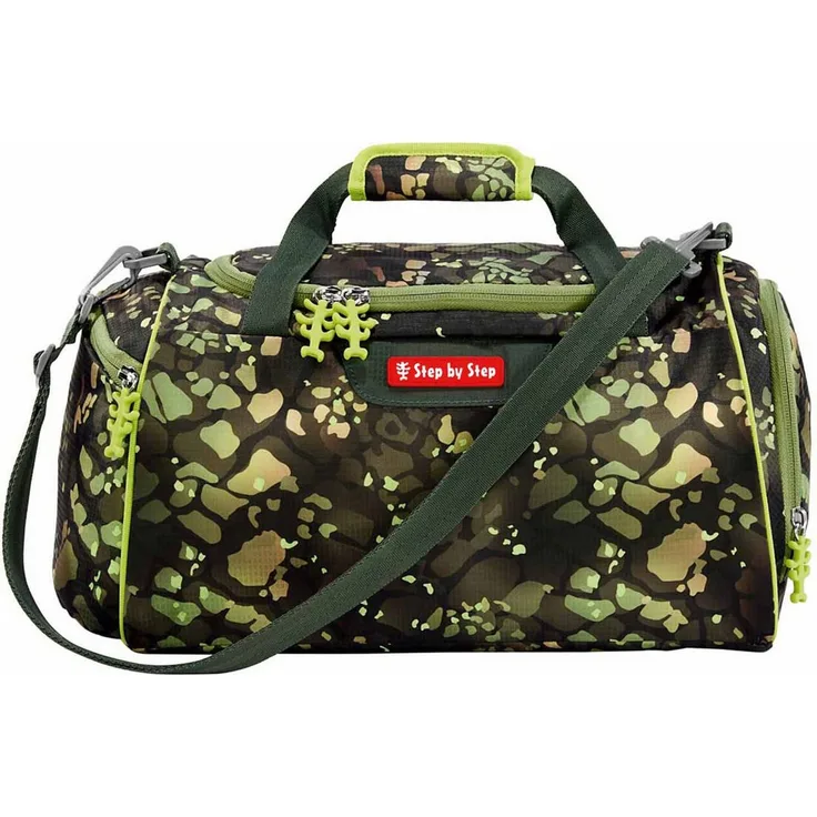 Step by Step Sporttasche Sports Bag, Kindersporttasche mit 13l Volumen, Dino Torex (olivgrün/khaki/beige/hellgrün)