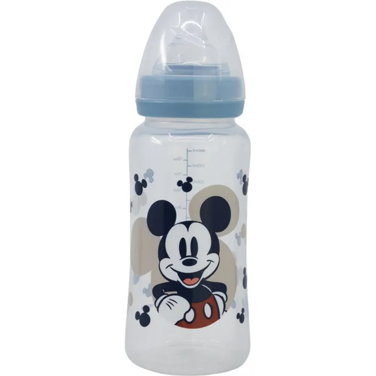 Disney Mickey Mouse Babyflasche 360 ml, Silikon-Sauger mit 3 Positionen & Anti-Kolik-System