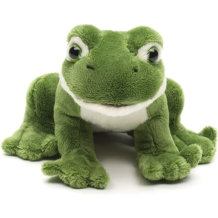 Uni-Toys Grüner Frosch Plushie, 13 cm, Plüsch-Wassertier, hochwertiges Polyester-Obermaterial, 100% recyceltes Füllmaterial – Bild 1