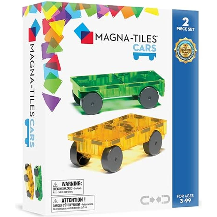 MAGNA-Tiles Cars 2-teiliges Erweiterungsset – magnetische 3D-Baukacheln – Bild 2