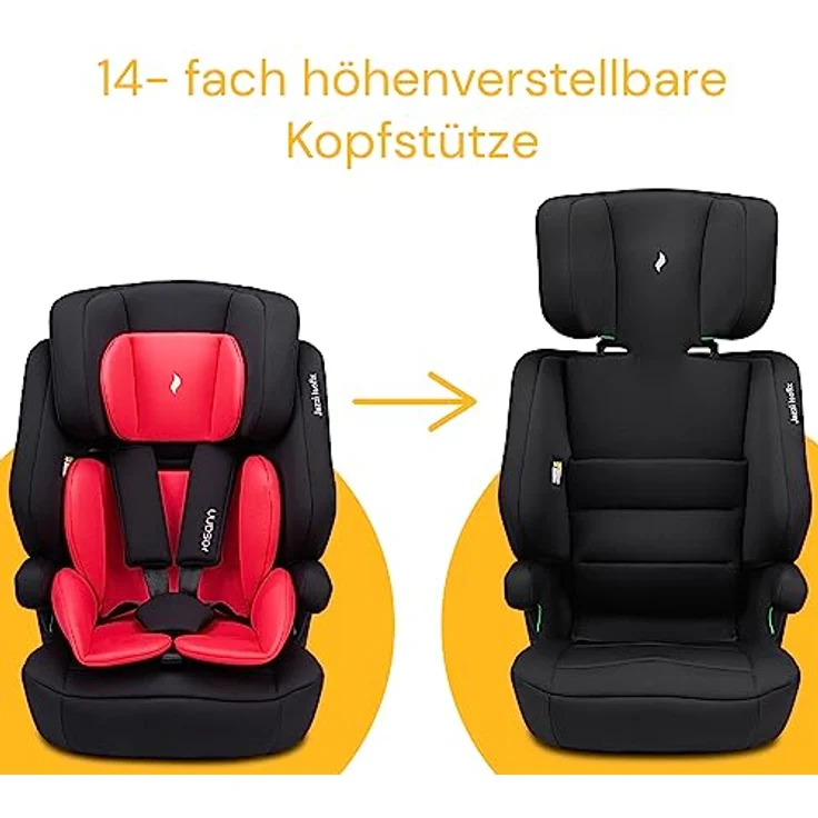 Osann Autokindersitz Jazzi Isofix, 15 Monate bis 12 Jahre, für Kinder von 76-150 cm, mitwachsender Kindersitz, Top-Tether Installation, Kopfpolster, höhenverstellbare Kopfstütze, 5 Punkt-Gurt verstaut werden, zugelassen nach i-size Norm R129 – Bild 7