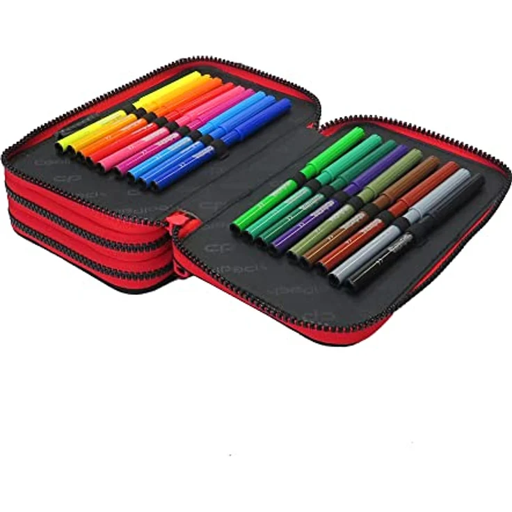 CoolPack XXL pencil case, 3-compartment school pencil case, triple pencil case, ombre gradient cranberry pencil case, 44-piece filled pencil case, 3-tier, red, Pencil case – Bild 3
