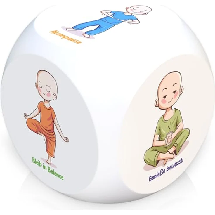 GLÜCKSGUT® Anti Stress Würfel mit 6 humorvollen Motiven, Geschenkbox und Anleitung für Achtsamkeit & Stressabbau, ideal als Büro Geschenk – Bild 1