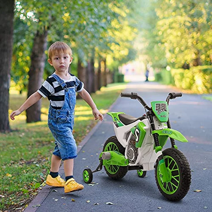 HOMCOM Elektro-Kindermotorrad Elektrofahrzeug für Kinder ab 3 Jahre, 30 kg Belastbarkeit, inkl. Akku und Ladegerät, grün & weiß - Preisvergleich – Bild 2