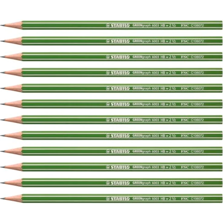 STABILO Bleistift GREENgraph 6003, 12er-Pack HB (mittelweich), Sechskant, grün, ohne Radiergummi – Bild 2
