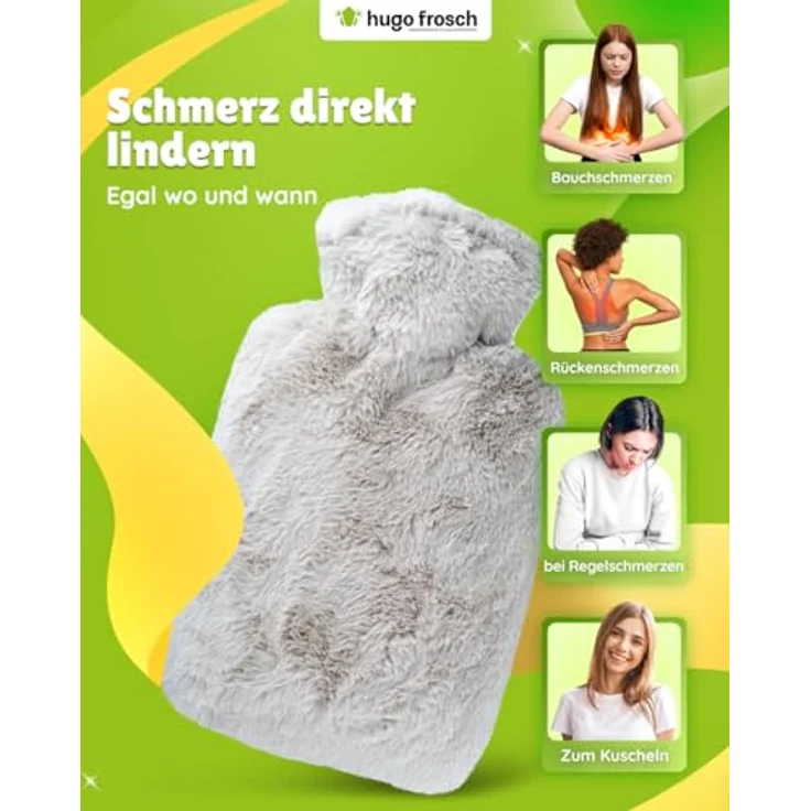FROSCH Wärmflasche, taupe, abnehmbarer Bezug aus weichem Microfasermaterial, 33 x 20 x 5 cm – Bild 6