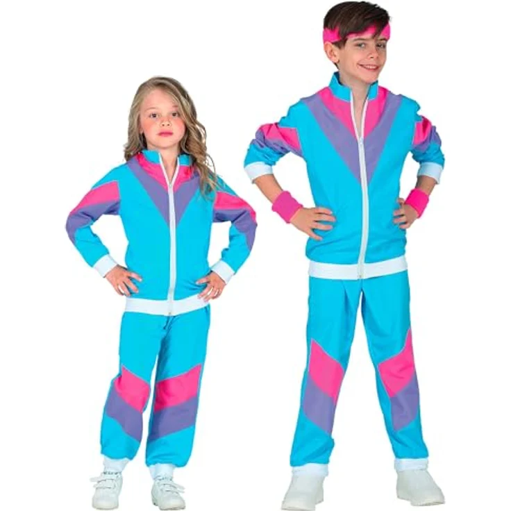 80 er Jahre Trainingsanzug Kinder - Jogginganzug - Blau - 116 - 164 cm 80ties L - 158 cm - 11-13 Jahre – Bild 2