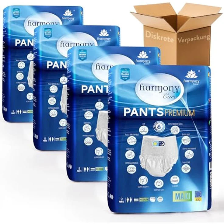 Harmony Care MAXI Windelhosen für Erwachsene, Saugstarke Inkontinenz Pants, 32 Stück, Auslaufsicher, für Männer, Frauen und Jugendliche – Bild 1