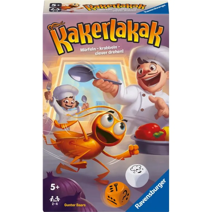 Ravensburger Kakerlakak 22446, Mitbringspiel für 2-4 Personen, kompaktes Reisespiel für Kinder ab 5 Jahren