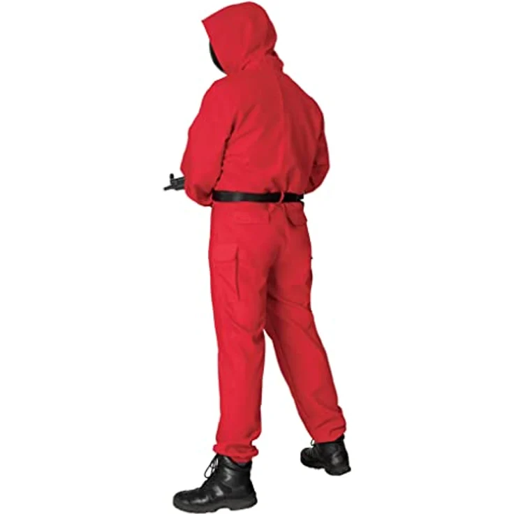 Maskworld Squid Game Aufseher (XL), rotes Kostüm mit Reißverschluss, Funktionalen Taschen und Gürtel – Bild 3
