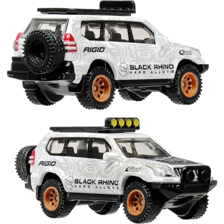 Hot Wheels Mercedes-Benz Sprinter Tourer & Toyota Land Cruiser Prado, Modellfahrzeuge 1:64, weiß/grau + beige, Metall mit Kunststoffteilen – Bild 4