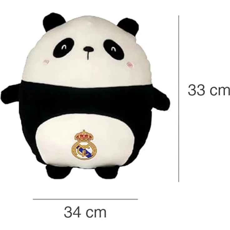 Real Madrid Panda-Plüschtier, weiches Squishy Design, 30 cm, beige – Bild 3