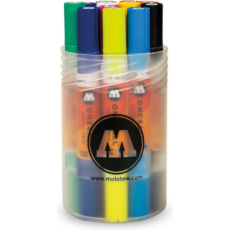 MOLOTOW Permanentmarker ONE4ALL Acrylic Twin Basic-Set 1, nachfüllbar, wasserfest, lichtbeständig - orange – Bild 1