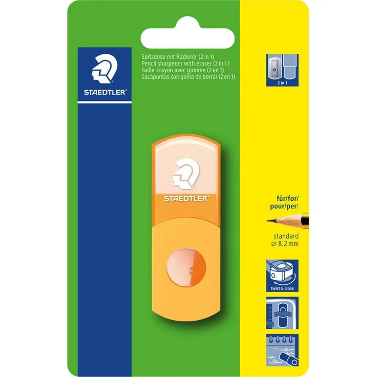 STAEDTLER Anspitzer Spitzdose + Radierer (2in1), gelb