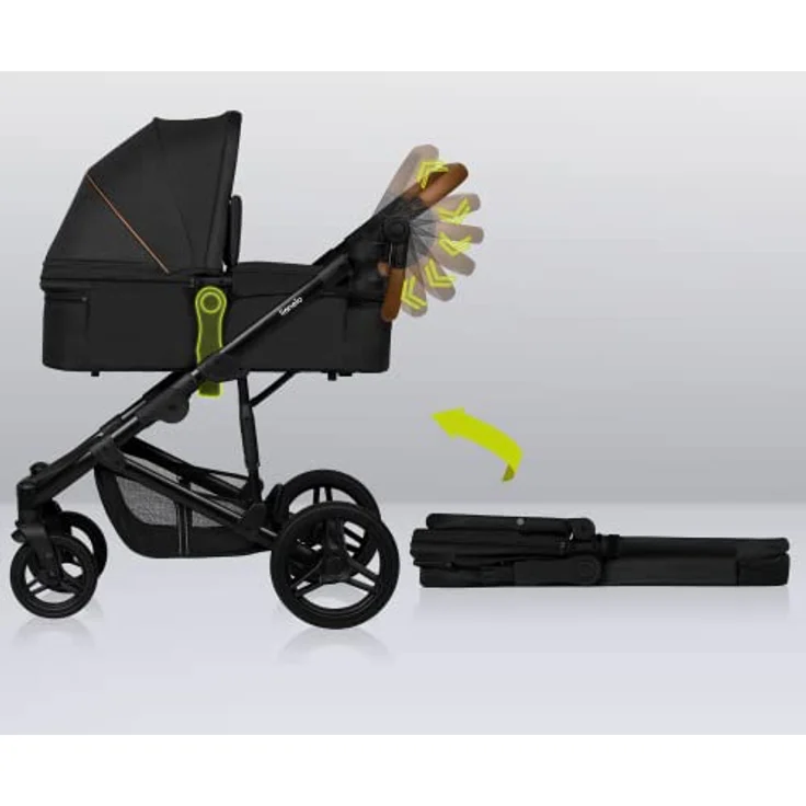 Lionelo Mari Tour 2-in-1 Kinderwagen bis 22kg mit Babywanne, geländegängige Räder, dreifache Dämpfung, XXL Verdeck - Blau – Bild 3