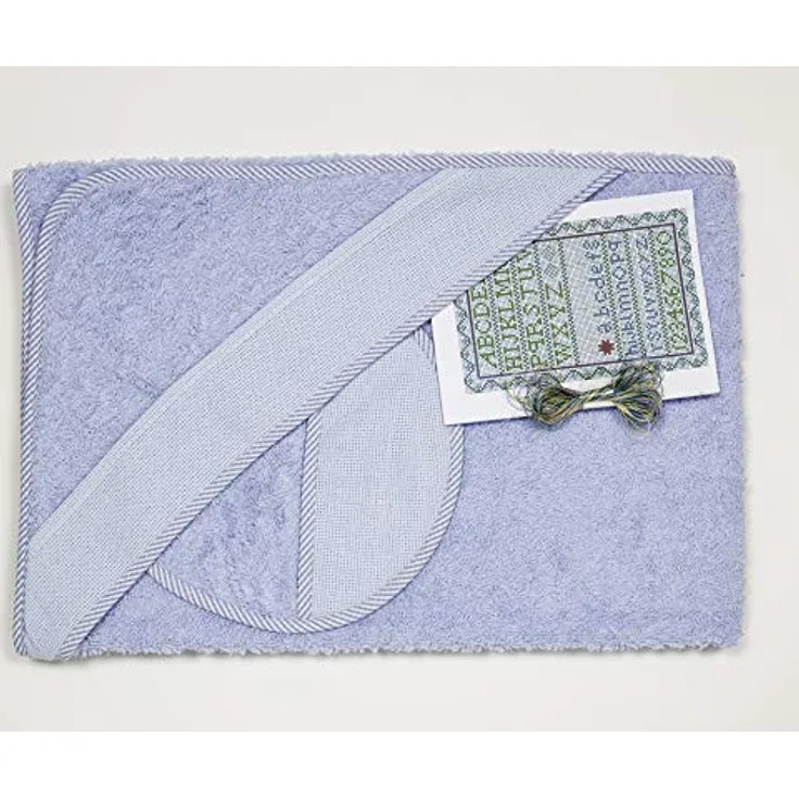 Ti TIN |2er Pack- Baby-Badehandtuch mit Kapuze + Lätzchen zum Besticken, 100x100 cm | 100% Baumwolle, sehr weicher Frottee-Stoff, DIY, Farbe: Himmelblau