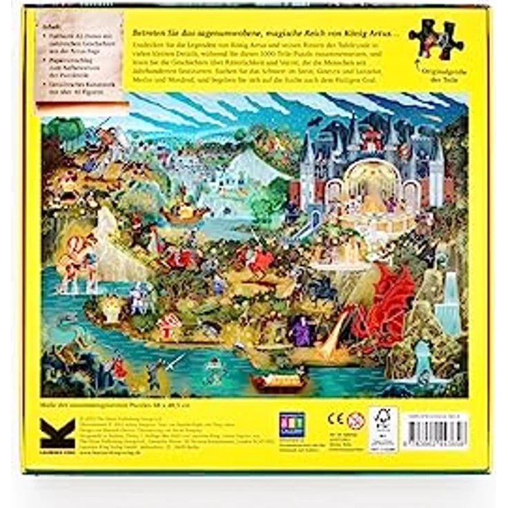 Laurence King Die Welt von König Artus, 1000 Teile-Puzzle mit A2-Poster, grün, 68 x 48,5 cm – Bild 4