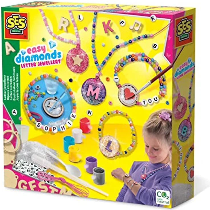 SES Creative 14703 Easy Diamonds-Buchstaben Schmuck, Diverse Farben