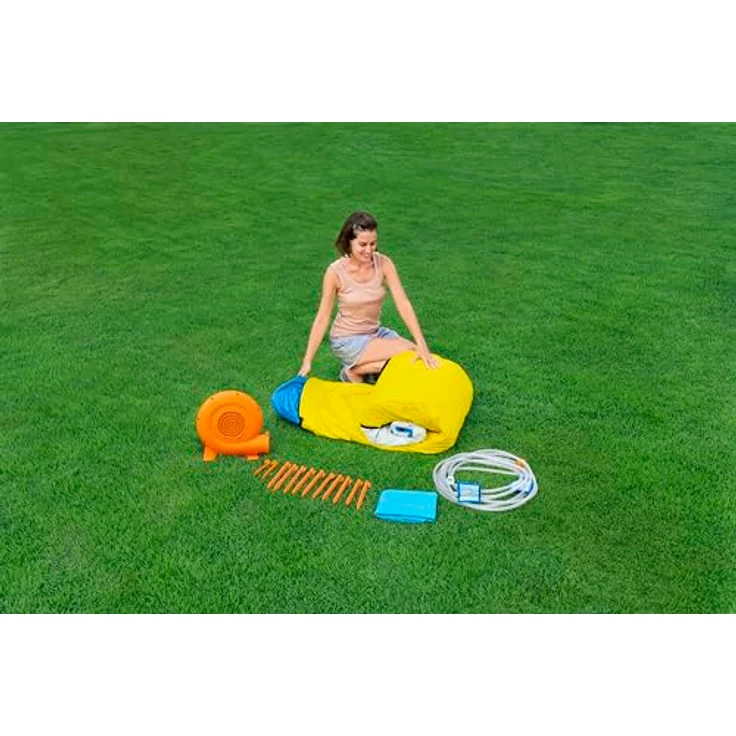 Bestway H2OGO! Mega-Wasserpark Wasserberg, 435 x 286 x 267 cm, für 5 Kinder, inklusive Rutsche, Kletterwand, Wasserkanone und Dauergebläse, PVC-beschichtetes Polyester, ab 5 Jahren, mit Reparatur-Set und Aufbewahrungstasche – Bild 4