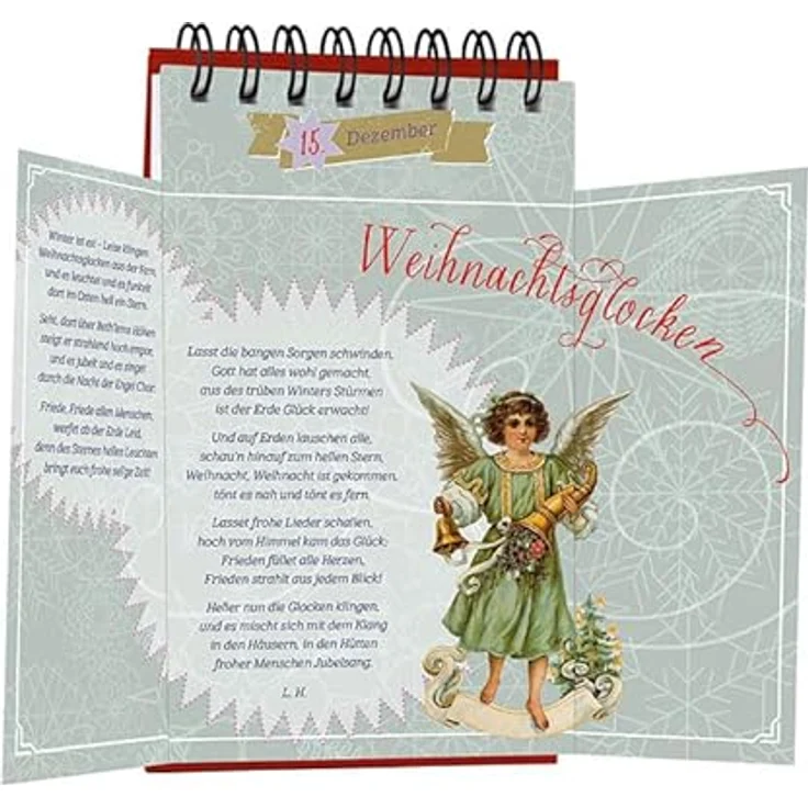 Kaufmann Nostalgischer Adventskalender "Von drauß´ vom Walde komm ich her", mit Flügeltüren und stimmungsvollen Texten, dekorativ für die gesamte Adventszeit – Bild 3