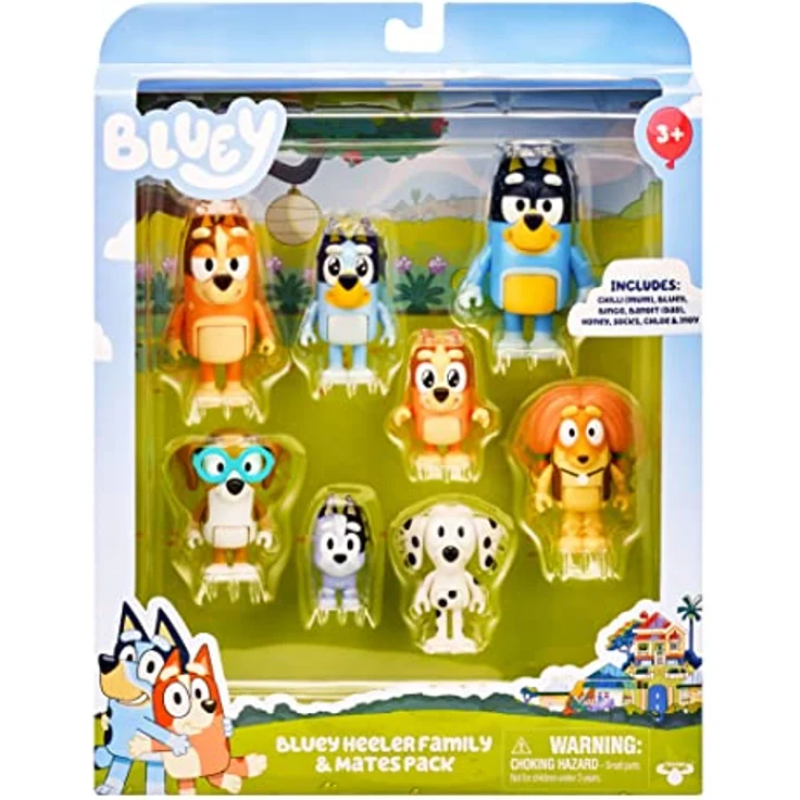 Bluey Blueys 8er-Figurenpack Familie und Freunde: 6,3–7,6 cm große Figuren mit beweglichen Gelenken, 8er-Pack, offizieller Sammelartikel – Bild 2
