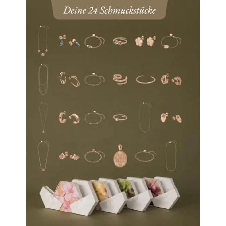 Purelei Schmuck Adventskalender 2026, Roségold, 18K rosévergoldet, 4 Module, für Erwachsene – Bild 8