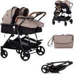 Chipolino Geschwisterkinderwagen Duo Smart klappbar umbaubar verstellbar Fußsack, braun schwarz
