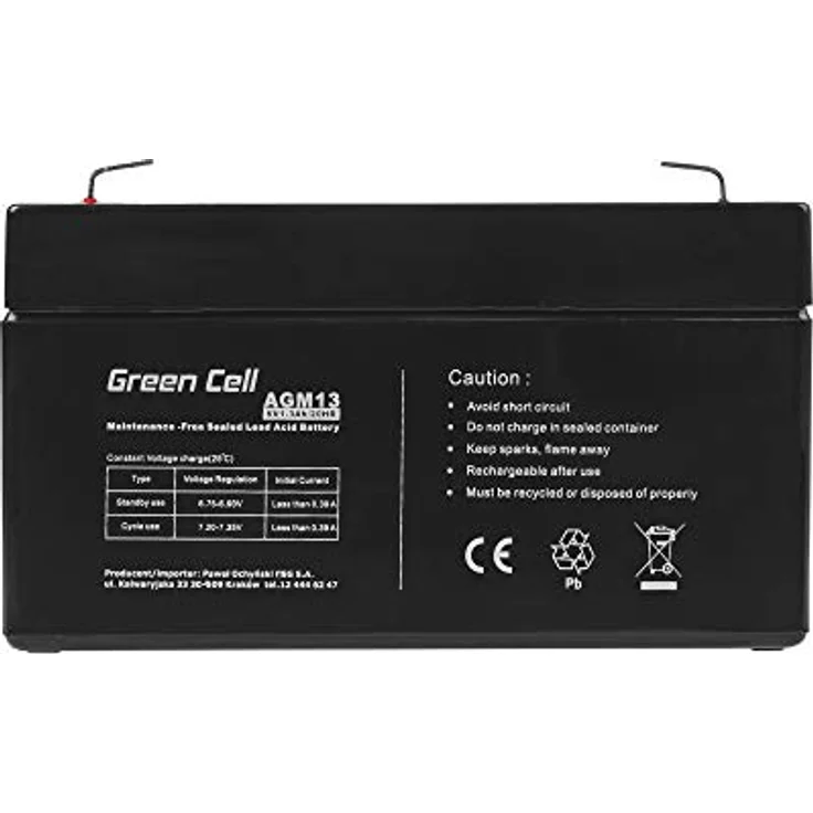 Green Cell® AGM 6V 1,3Ah Blei-Batterie, wartungsfreier Akku für Elektro Spielzeug, Alarm & Kinderfahrzeuge, schwarz – Bild 4