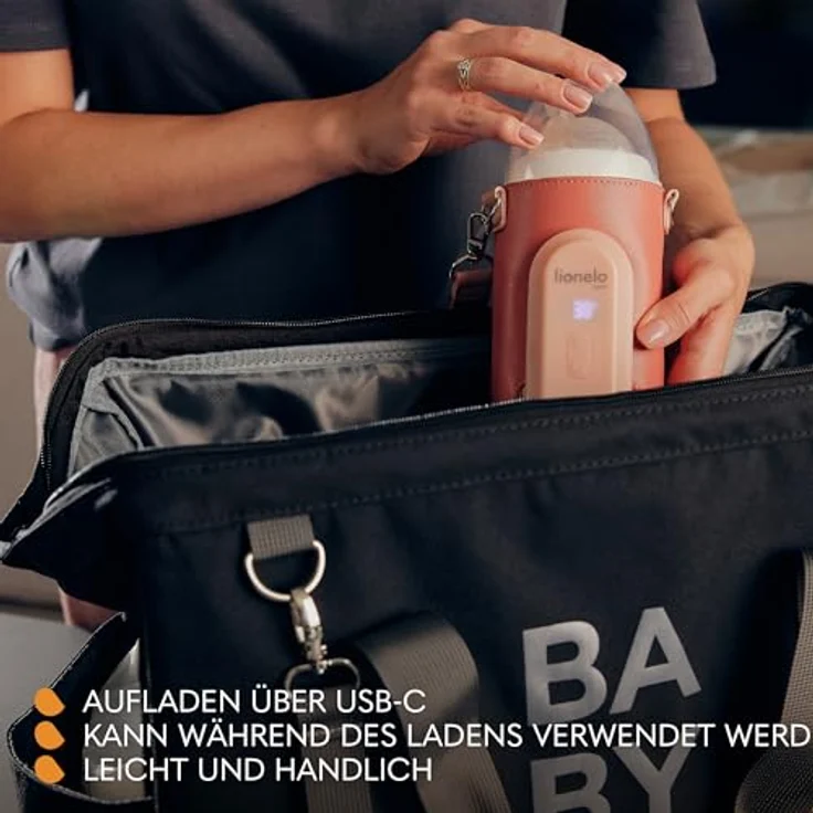 Lionelo Thermup Go Evo Tragbarer Babyflaschenwärmer, USB-C Aufladung, LCD Display, hält Flüssigkeiten warm, 5 Betriebstemperaturen 38-50°C – Bild 5