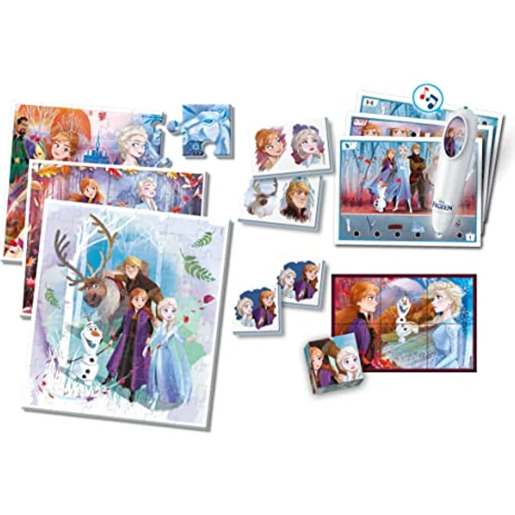 Clementoni Disney Die Eiskönigin 7-in-1 Set, Memory, 3 Puzzles, Domino, Quiz-Karten & Würfel – pädagogische Spiele für Kinder ab 3 Jahren, fördert Gedächtnis und logisches Denken – Bild 2