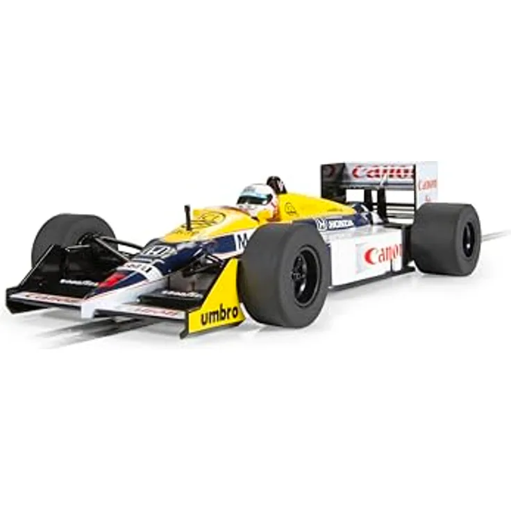 Scalextric C4508 1:32 Williams FW11B 1987 B.GP Mansell HD Slotcar - Rennbahnauto mit integrierter Fahrerfigur, für Digitalrennbahnen umrüstbar, robust - blau