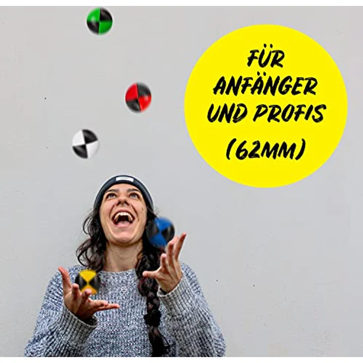 Diabolo Freizeitsport Jonglierbälle 5er Set, 62mm Jonglierball mit nachhaltiger Vogelhirse gefüllt, wasserabweisendes Kunstleder, für Kinder & Anfänger – Bild 3