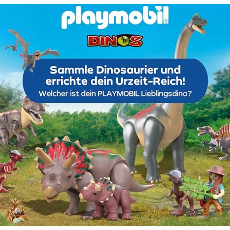 PLAYMOBIL Triceratops mit Jungtier, Dino-Forscher Set mit umfangreichem Zubehör, 71821 – Bild 7