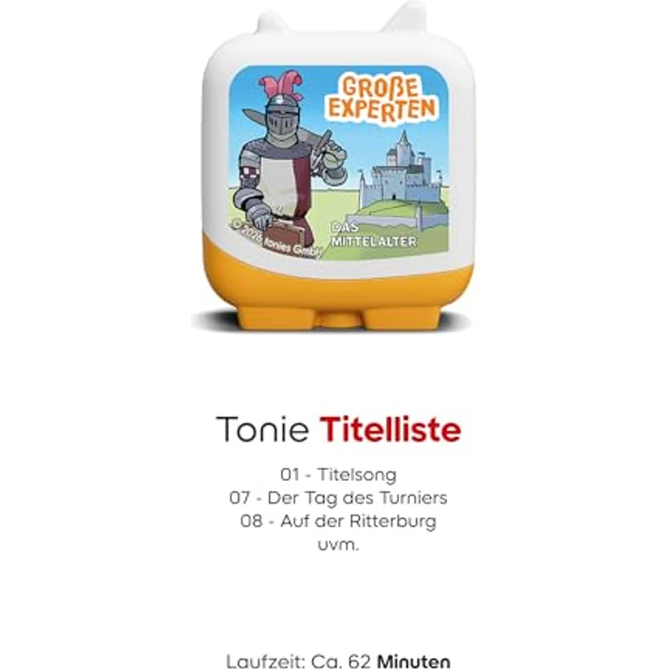 tonies Hörfigur GROßE Experten – Das Mittelalter, Wissens-Hörspiel über Ritter & Burgen für Kinder ab 5 Jahren, Spielzeit ca. 62 Min., im Ritter-Design – Bild 3