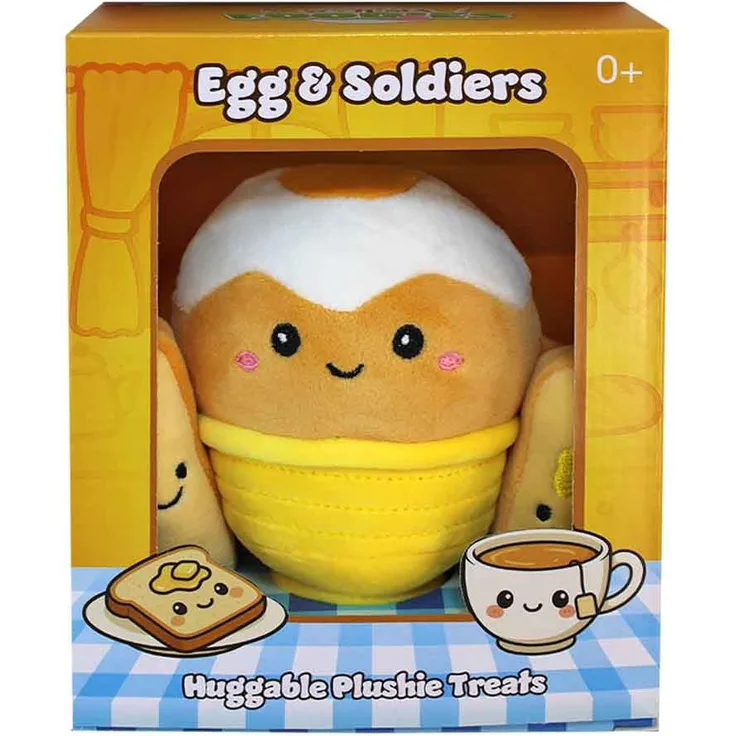 PMS Squishy Frühstück Kuscheltier Ei, Plüsch-Kuscheltier mit kawaii Gesichtern, ca. 13 cm